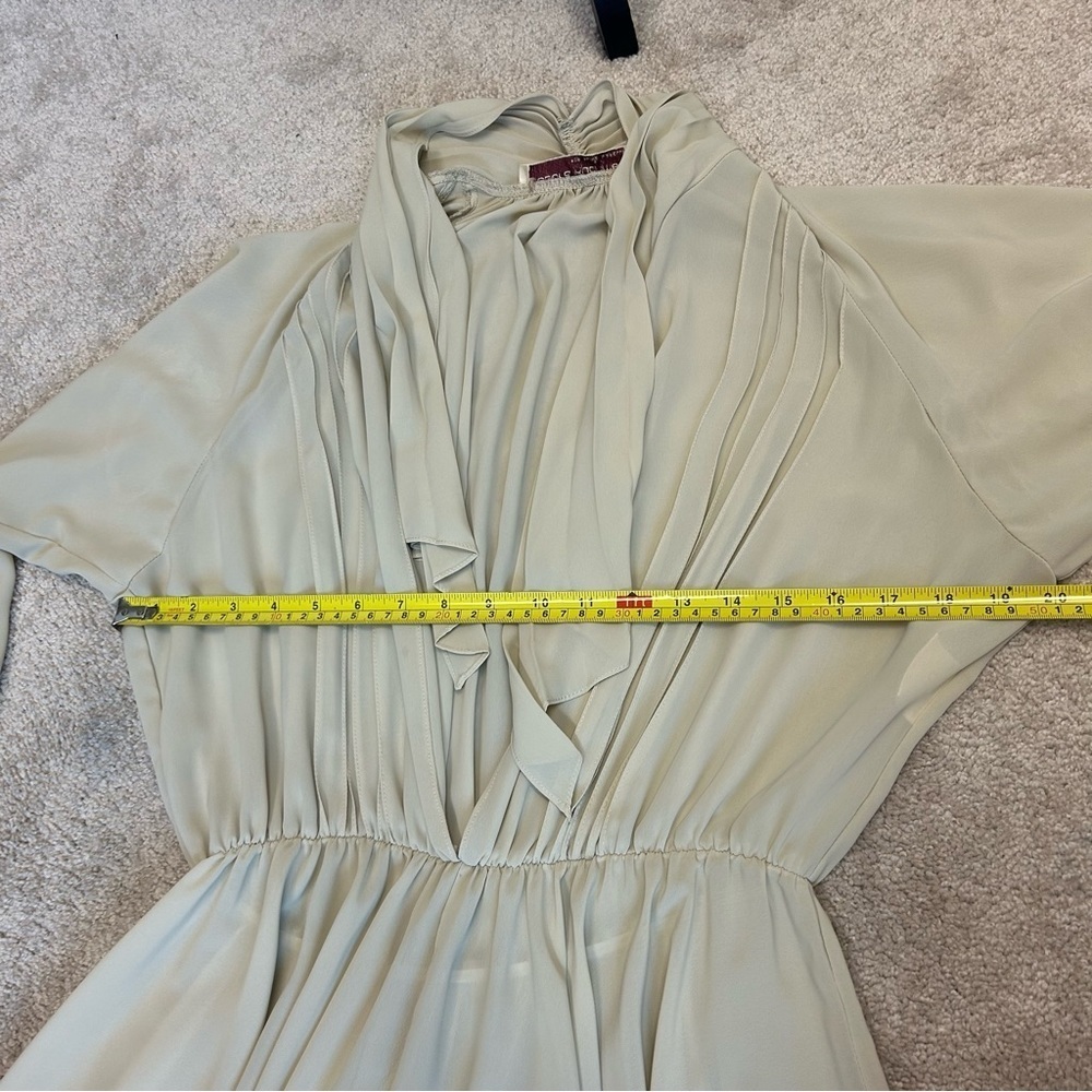 Wayne Clark Aline Marelle Vintage beige cream pleated midi dress Sz 12 - Picture 12 of 16